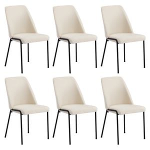 Oikiture Set of 6 Dining Chairs Chenille Fabric Beige