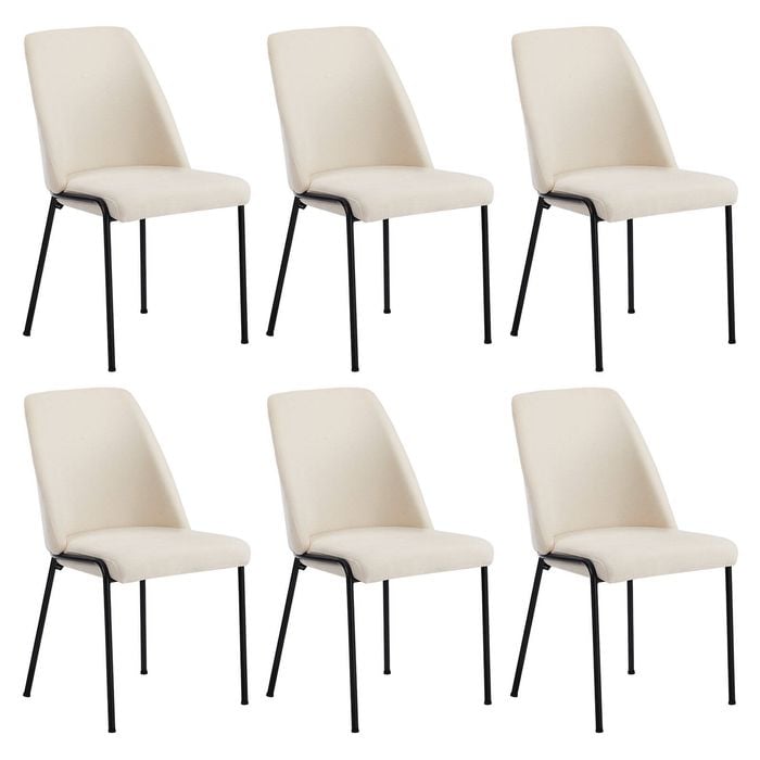 Oikiture Set of Dining Chairs Chenille Fabric Beige - Main Image