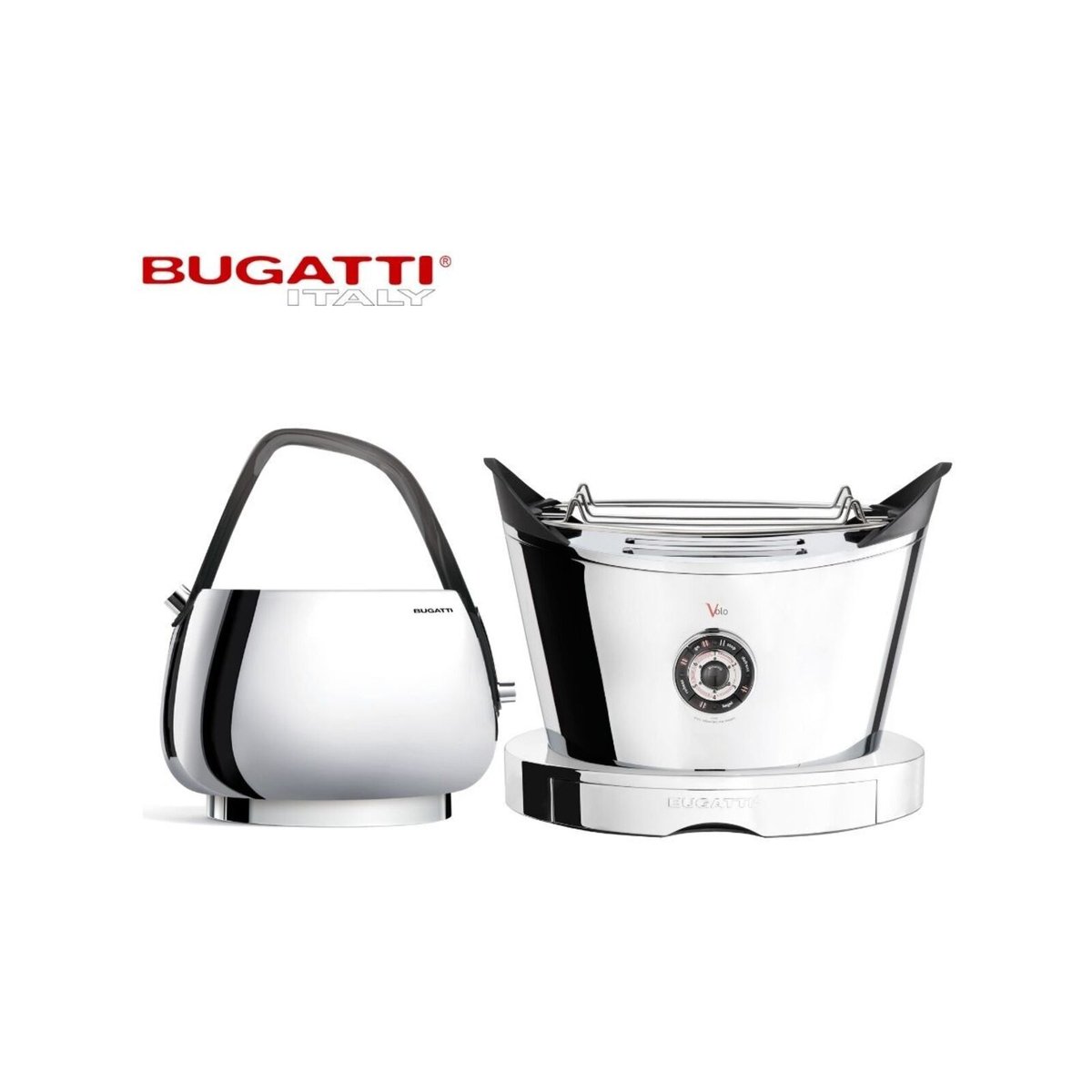 Bugatti Jackie 1.2L Kettle and Volo 2 Slice Toaster Set Chrome Bunnings Australia