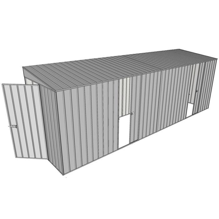 Build-a-Shed 1.5 x 6 x 2m Sliding Door Tunnel Shed with Side Doors - Zinc