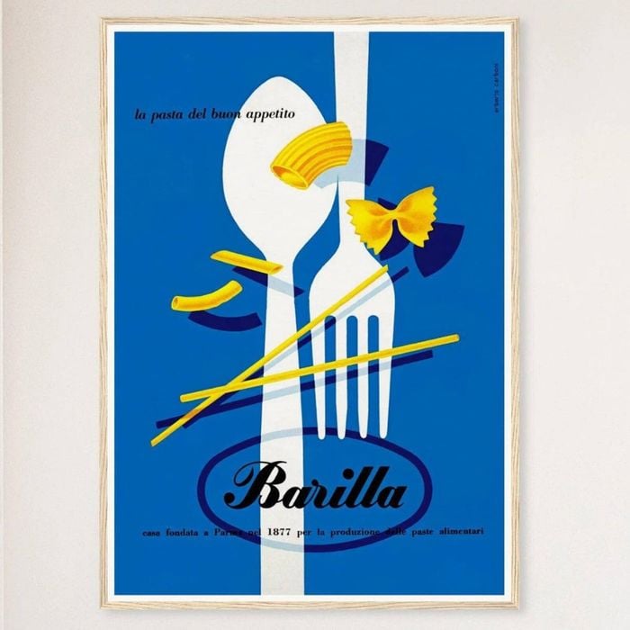 Galrie Barilla Vintage Pasta Advertising Poster - Charming Kitchen Wall Decor, Wood Frame, A3 30 x 42cm (12 x 16inch)