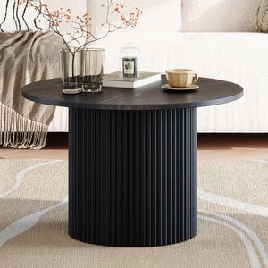 Wooden Ribbed Coffee Table Black
