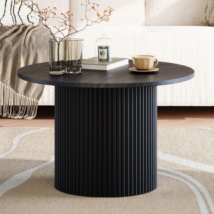 Wooden Ribbed Coffee Table Black