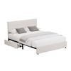 Oikiture Bed Frame Double Size Headboard Beds with 2 Storage Drawers Beige