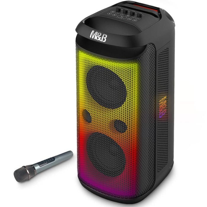 M&B Portable Splash Proof 120W Bluetooth Party Speaker w/ Karaoke