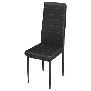 Ufurniture Dining Chairs Set of 6 High-Back PVC Kitchen Chairs Metal Legs 46 cm Seat Height