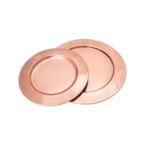 Set Of 2 Ssh Collection Discus Round 31 And 35cm Wide Serving Trays - Hammered Copper