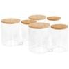 Harbour Housewares Reusable Plastic Twin Bathroom Canisters with Bamboo Lid - Pack of 3