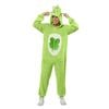Good Luck Bear Adult Halloween Costume Green Plush Jumpsuit with Clover Belly Badge, Large-Extra Large
