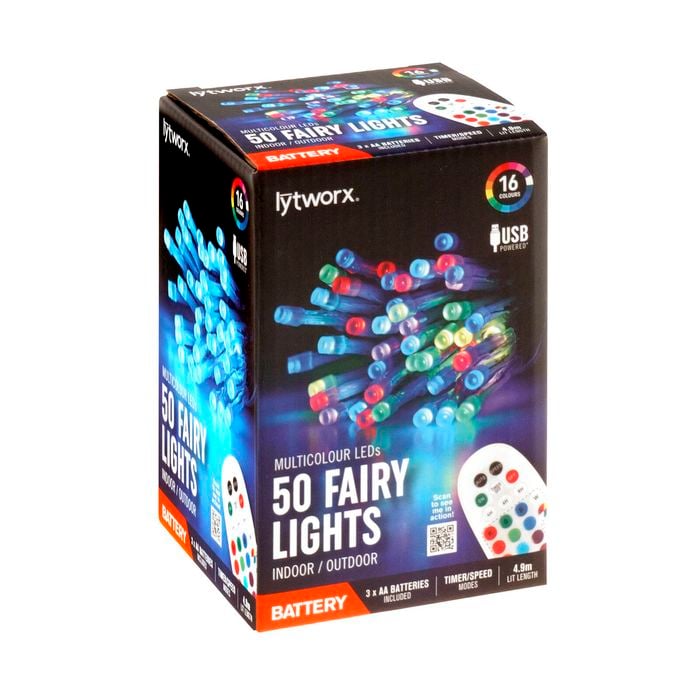 Lytworx Multicolour Battery/USB Powered Fairy Lights - 50 Pack