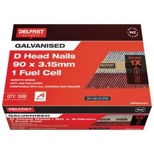 Delfast 90 x 3.15mm D-Head Galvanised Nails w/Fuel Cell 1000pk