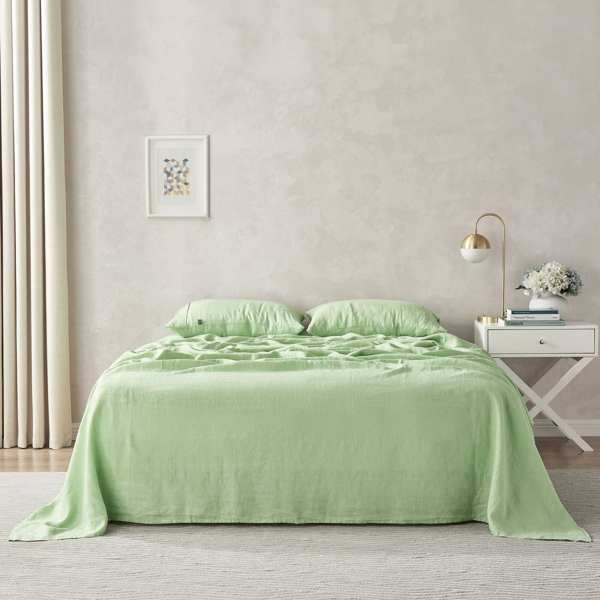 Natural Home Flax Linen Sheet Set Sage King Bed Bunnings Australia