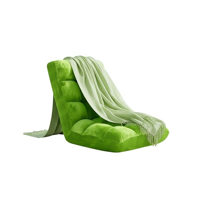 SOGA Home & Living Bundle – Green Acrylic Knitted Throw Blanket & Green Floor Recliner Sofa