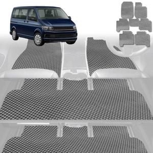 6D Diamond Car Floor Mats for VolksWagen Multivan 2016-Current-Ultimate Set-Grey-Outback GT