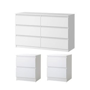 Oikiture 6 Chest of Drawers and 2 Bedside Tables Cabinet Set