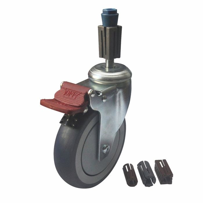 Easyroll 125mm 140kg Grey Rubber Castor Xpan Kit