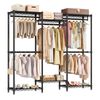Ufurniture Clothes Rack with 6 Shelves and Movable 5 Hanging Rods Black