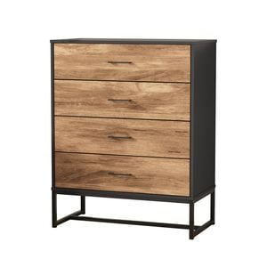 Oikiture 4 Chest of Drawers Tallboy Metal Black