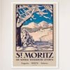 Galrie St. Moritz Engadin Vintage Winter Sports Travel Poster - 1850m Switzerland Art, White Frame, A1 60 x 84cm (23 x 33inch)
