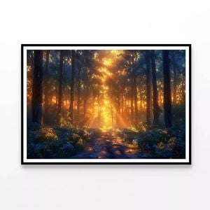 Forest with Bright Sun Shining  Print 100% Australian Made 120x90cm  (Poster)