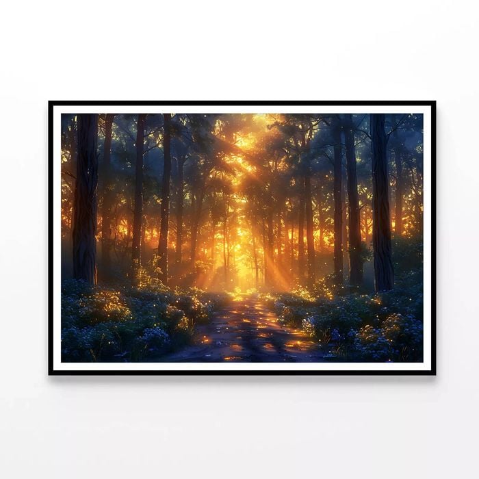 Forest with Bright Sun Shining  Print 100% Australian Made 120x90cm  (Poster)