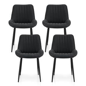 4x Artiss Dining Chairs Retro PU Leather Black