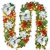 Catzon Christmas Garland with Lights 9FT Christmas Wreath-Silver