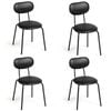 Ufurniture Dining Chairs Set of 4 PU Leather Kitchen Chair with Cushion Backrest & Metal Legs Black