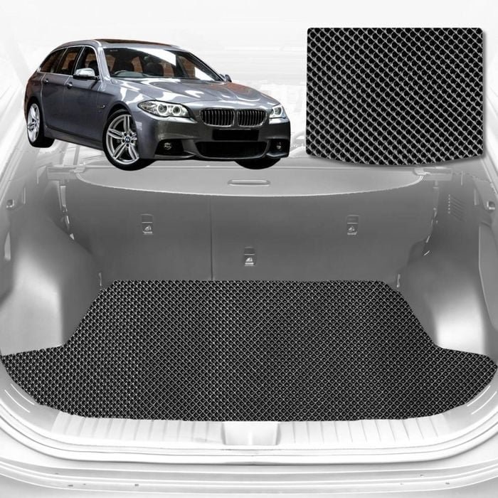6D Diamond Car Boot Mat for BMW 5 Series (F07 F10 F11) 2010-2016-Hatch-Cargo Mat-Black-Outback GT