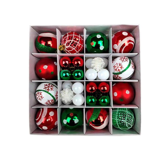 Catzon 42 Pcs Christmas Balls Colored Shatterproof Plastic Baubles for Xmas Party-Set1