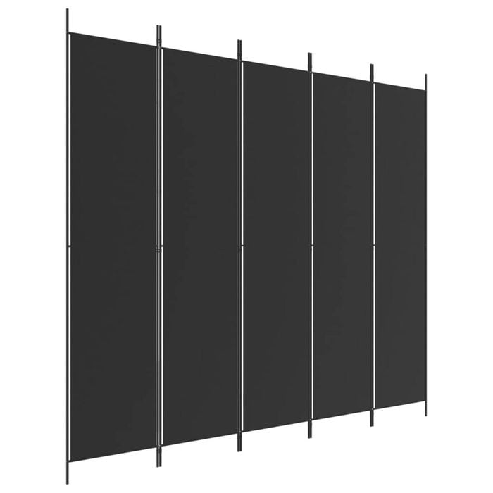 vidaXL 5-Panel Room Divider Black Fabric Privacy Screen Room Separator Folding