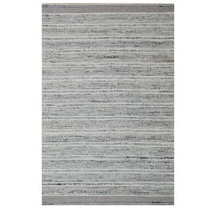 Handwoven Wool & Jute Rug-Jasmine 6332-Silver/Ivory-80x150cm