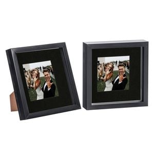 Nicola Spring 2 Piece 8 X 8 3d Shadow Box Photo Frame Set - Craft Display Picture Frame With 4 X 4 Mount - Black