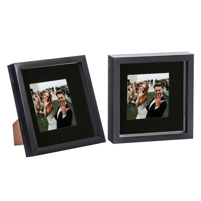 Nicola Spring 2 Piece 8 X 8 3d Shadow Box Photo Frame Set - Craft Display Picture Frame With 4 X 4 Mount - Black