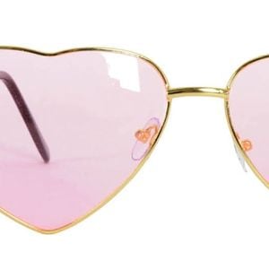 Heart Sun Glasses Metal Frame Party Costume Love Sunnies Light Pink