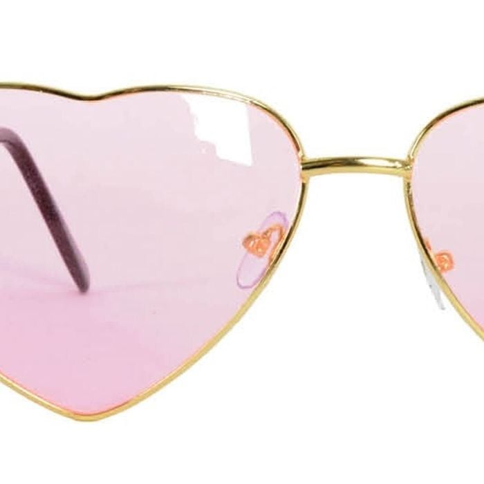 Heart Sun Glasses Metal Frame Party Costume Love Sunnies Light Pink