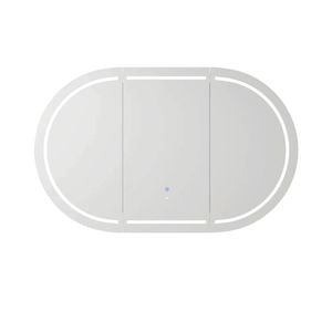 Attica 1200mm Matte White Bentwood Oval LED Shaving Cabinet With Powerpoint