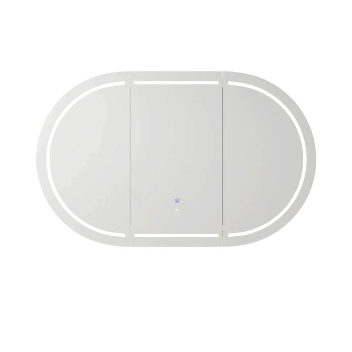 Attica 1200mm Matte White Bentwood Oval LED Shaving Cabinet With Powerpoint