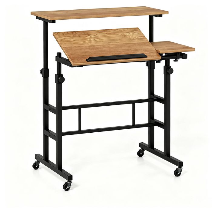 Costway Standing Desk Adjustable Computer Table w/Wheels
