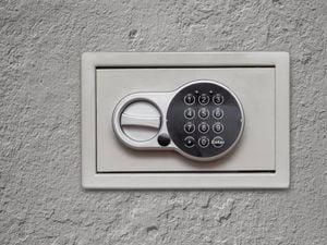 Safe installed on a concrete wall
