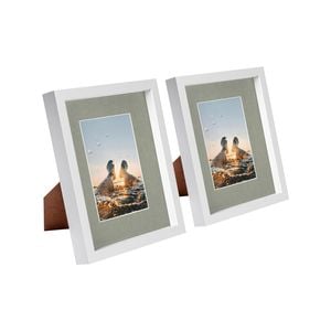 Nicola Spring 8" x 10" White 3D Box Photo Frames - 4" x 6" Mount - Pack of 2