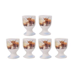 3pk 2pc Macneil Ceramic Highland Cow Soft Boiled Egg Cup Holder Set