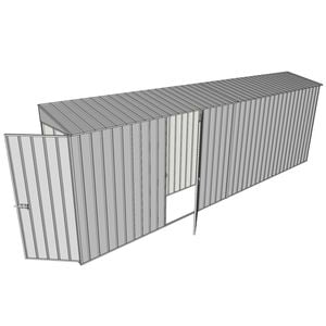 Build-a-Shed 0.8 x 6 x 2m Single Hinged Door Skillion Shed with Single Hinged Side Door - Zinc