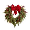 Lifebay Pine Needle Red Berry Wreath with Heart Bow