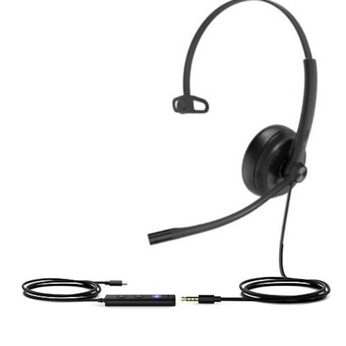 Yealink TEAMS-UH34SE-M-C Teams Certified Wideband Noise Cancelling Headset, USB-C and 3.5mm Jack, Controller
