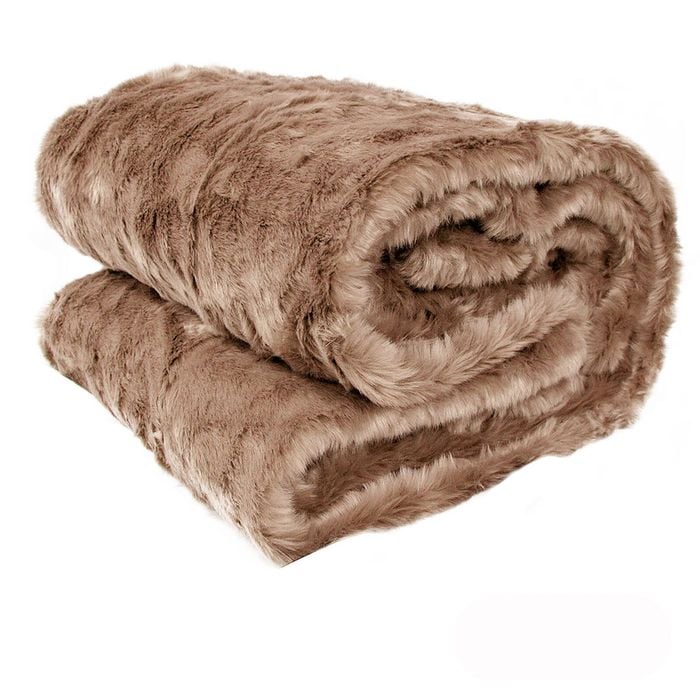 Shaye Luxury Range Faux Fur Throw Rug 127 x 152 cm Brown Fox