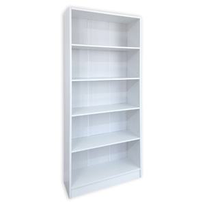 Practa 800mm White 5 Tier Bookcase