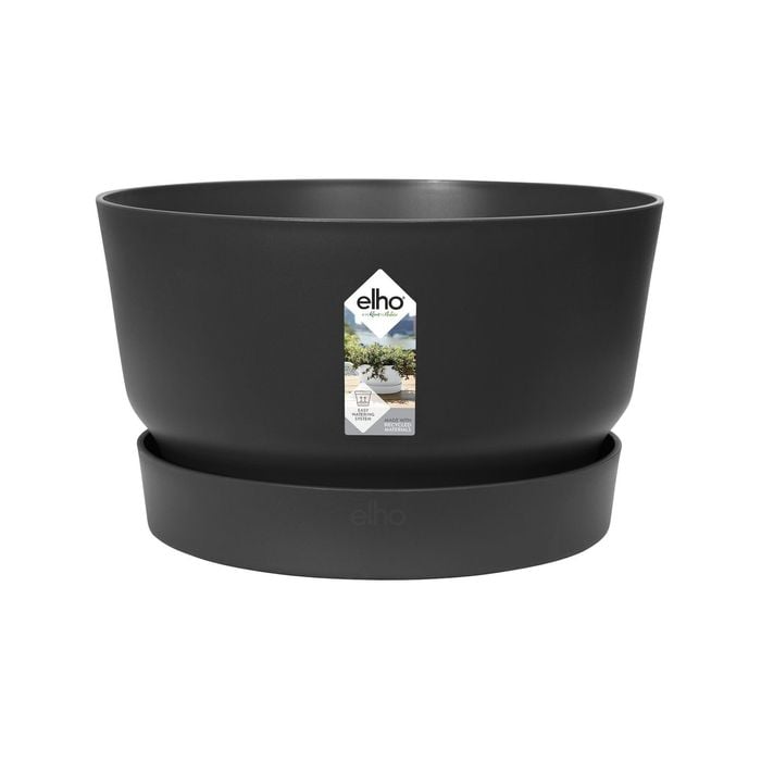 Elho 33cm Black Greenville Self Watering Plant Pot