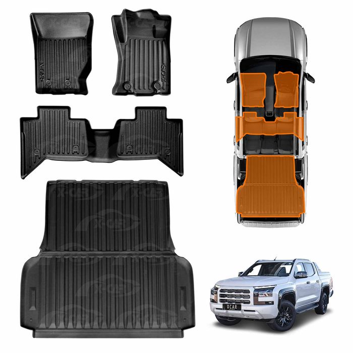 3d Floor Mats Tub Liner For Mitsubishi Triton Mv Double Cab 2024-onwards With Steel Tub All Weather Heavy Duty Cargo Trunk Tray
