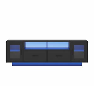 Ufurniture LED TV Cabinet 140cm Entertainment Unit Stand Media Console Table Black